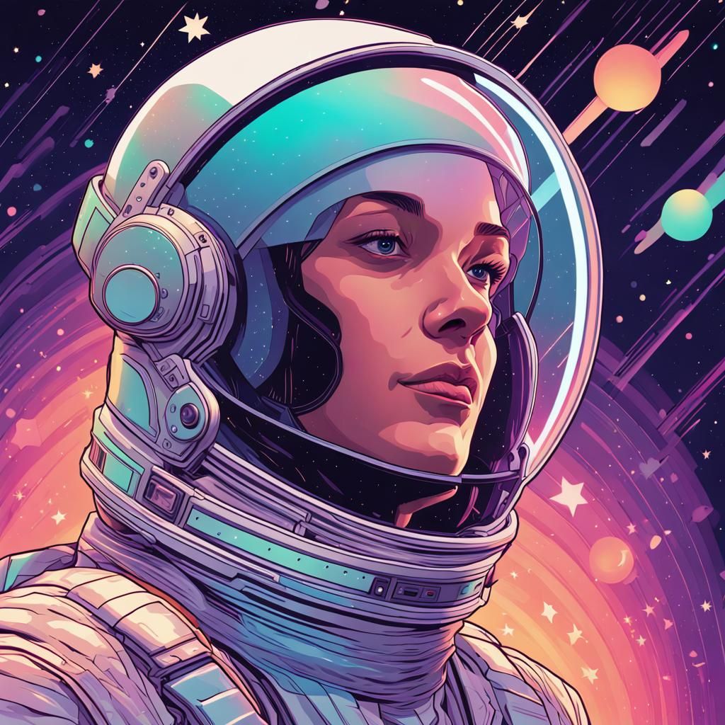 Astronaut in Space: Retro-Futuristic Vector Art