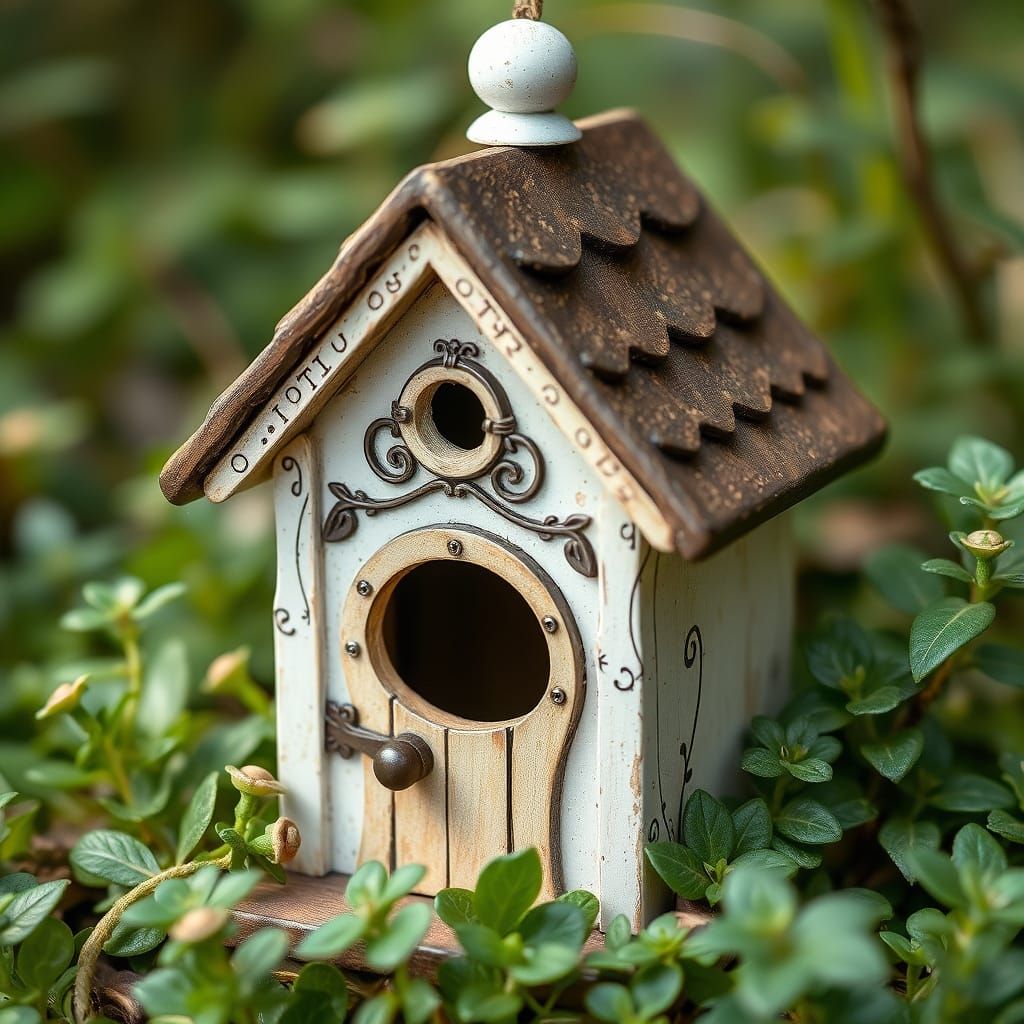 Whimsical Birdhouse in Art Nouveau Style