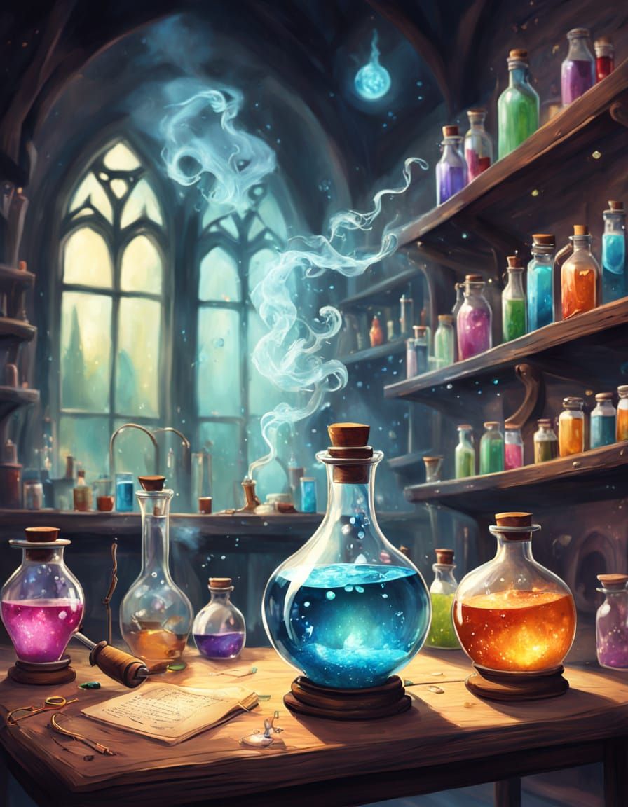 Fantasy Potion Tester Concept Art in Luminous Colors