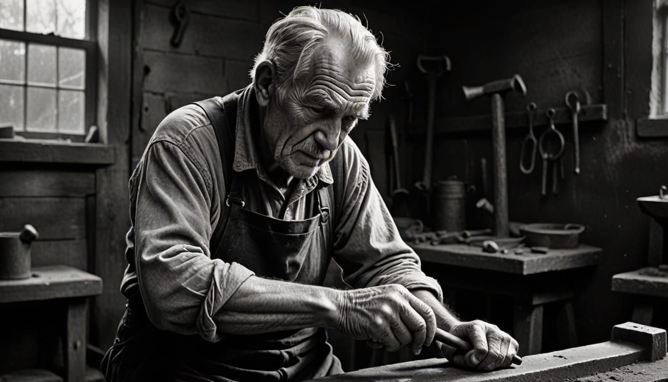 Blacksmith Portrait in Documentary Style Realism