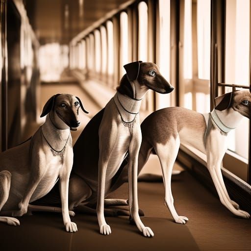 Elegant Greyhounds on 1920s Cruise Liner