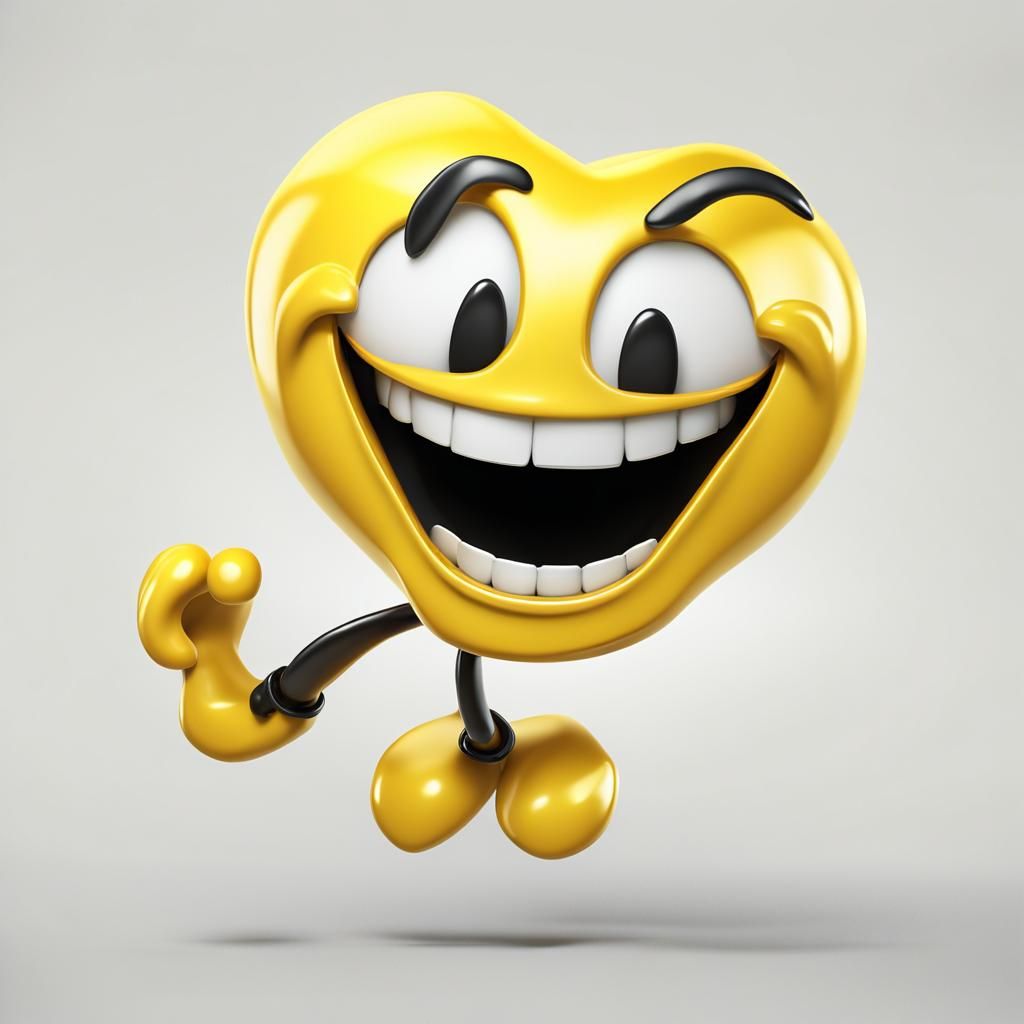 Joyful 3D Yellow Smile Emoticon Rendering