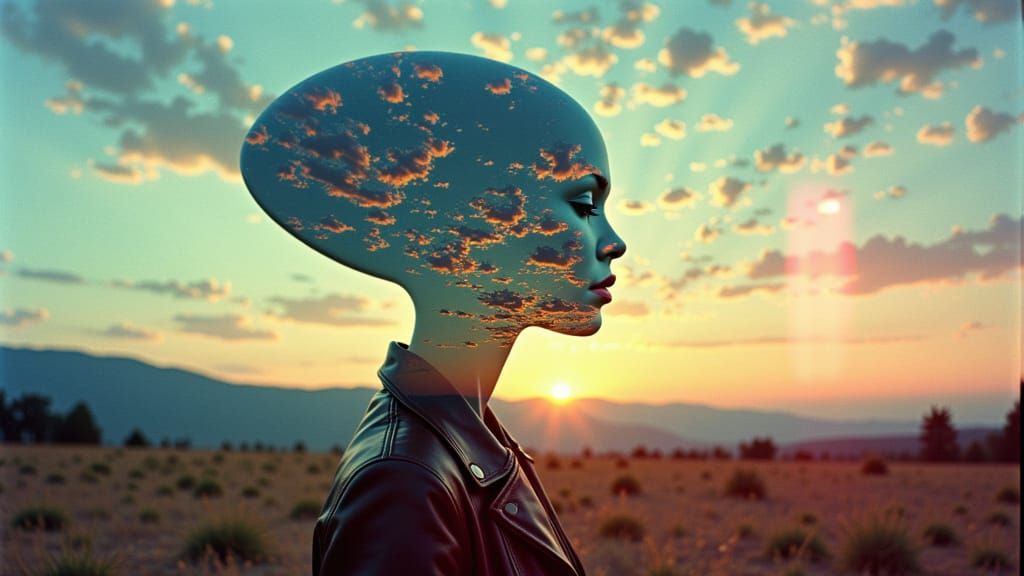 Surreal Alien Portrait in Distressed Kodachrome