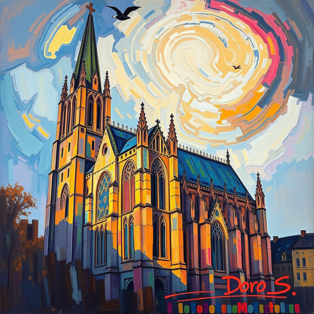 Freiburg Minster in Neo-Impressionist Expressionist Style