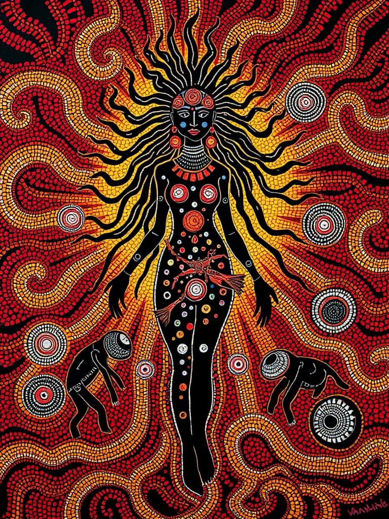 Wandjina Goddess in Indigenous Australian Art Style