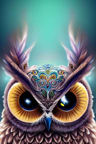 Hyperdetailed Princess Owl Digital Illustration