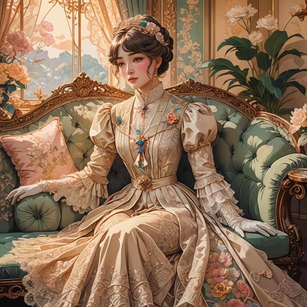 Woman in Edwardian Attire Anime Key Visual