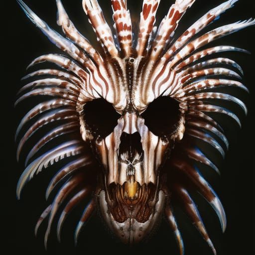 Eldritch Lionfish with Skull Face: Dark Fantasy Art