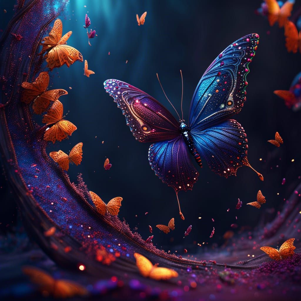 Butterfly Trailing Glitter: Detailed Fantasy Concept Art