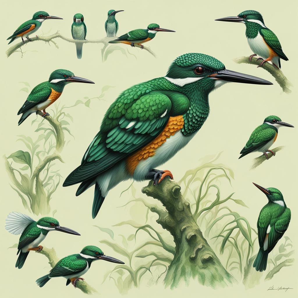 Exotic Alien Exoplanet with Green Kingfisher