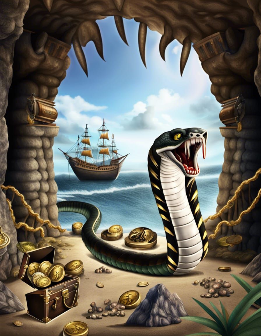 Cobra, Treasure, and Pirate Ship in Photorealistic Detail