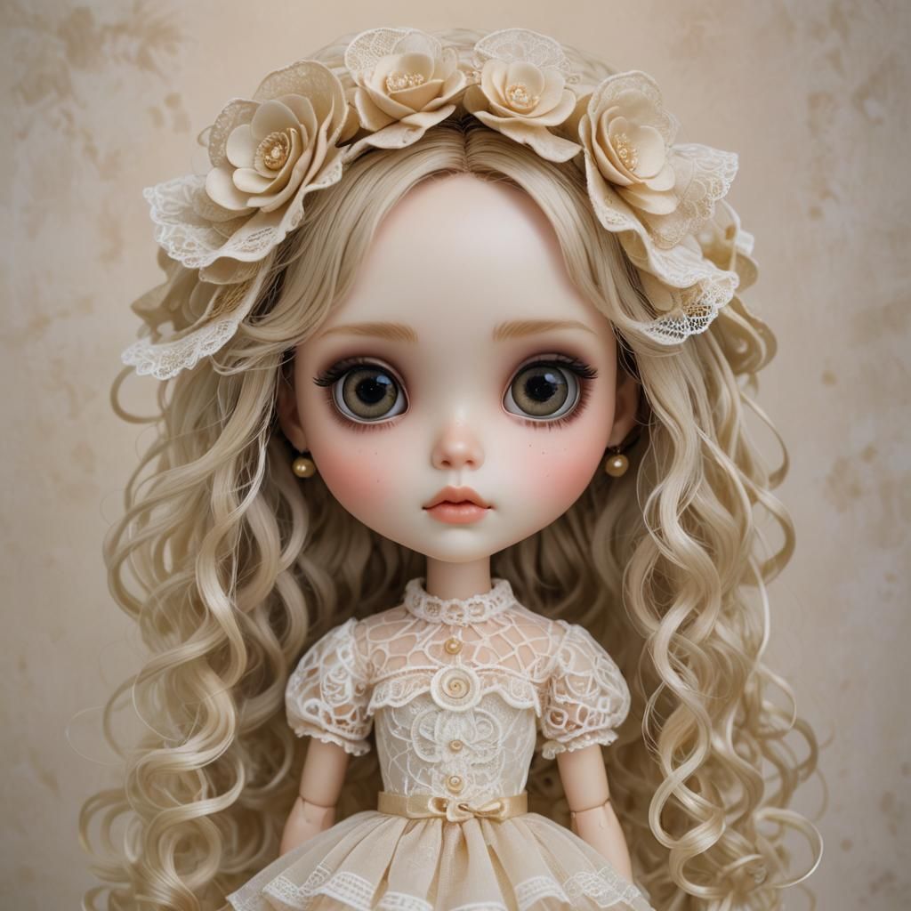 Hyper-Realistic Blythe Doll in Exquisite Dress