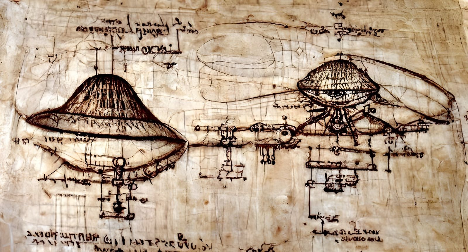 Extraterrestrial Technology Schematic in Da Vinci Style