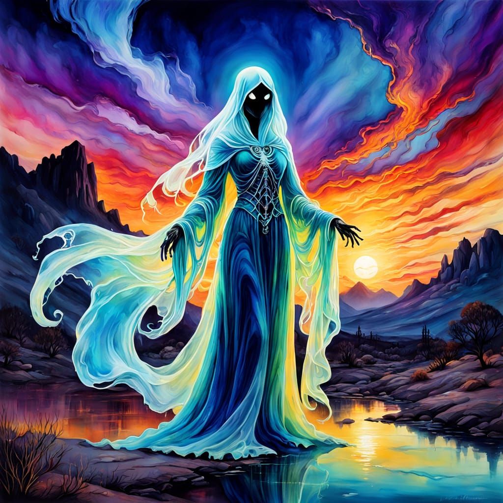 Spectral Sunset in Vibrant Alcohol Ink