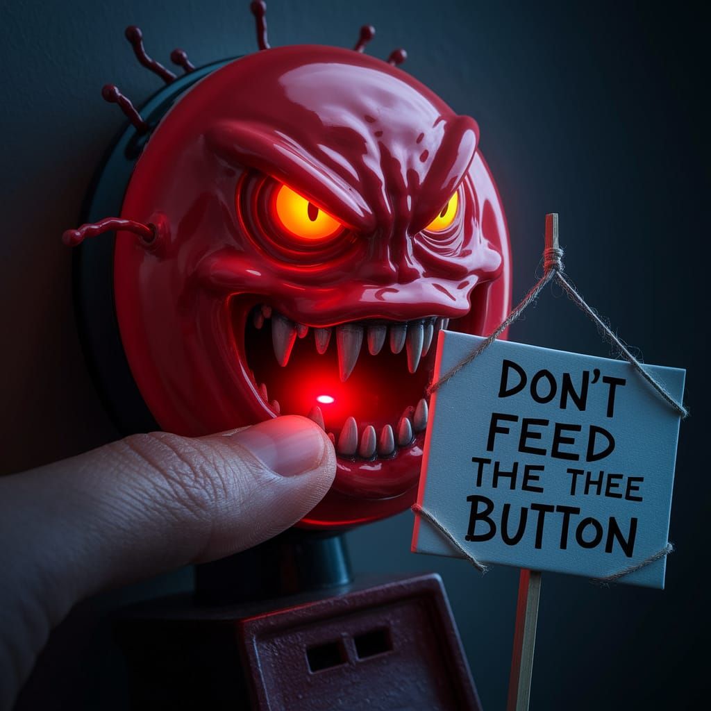 Red Button Monster: Angry, Biofluorescent, and Hungry