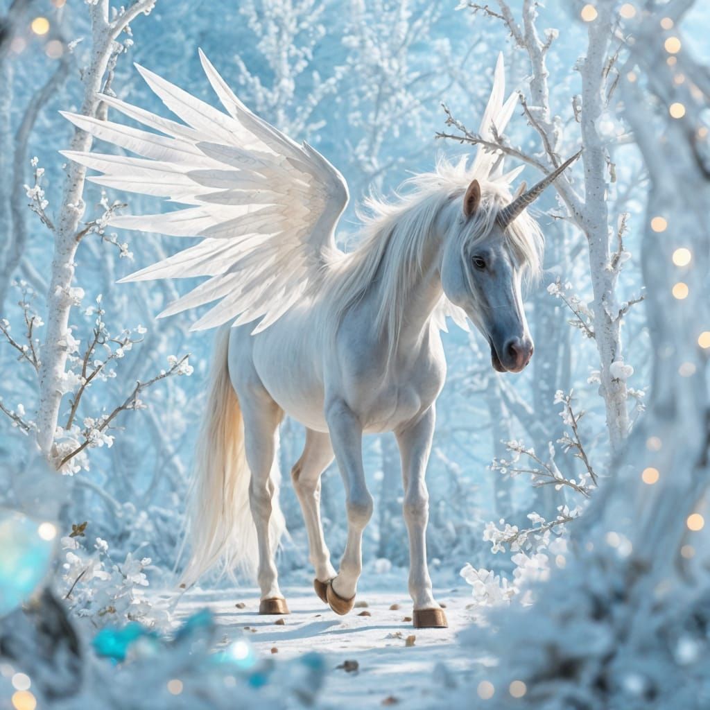 Ethereal Unicorn in Enchanted Opal Forest