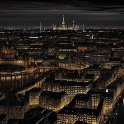 Hamburg Speicher Stadt in Tim Burton, Klee Style