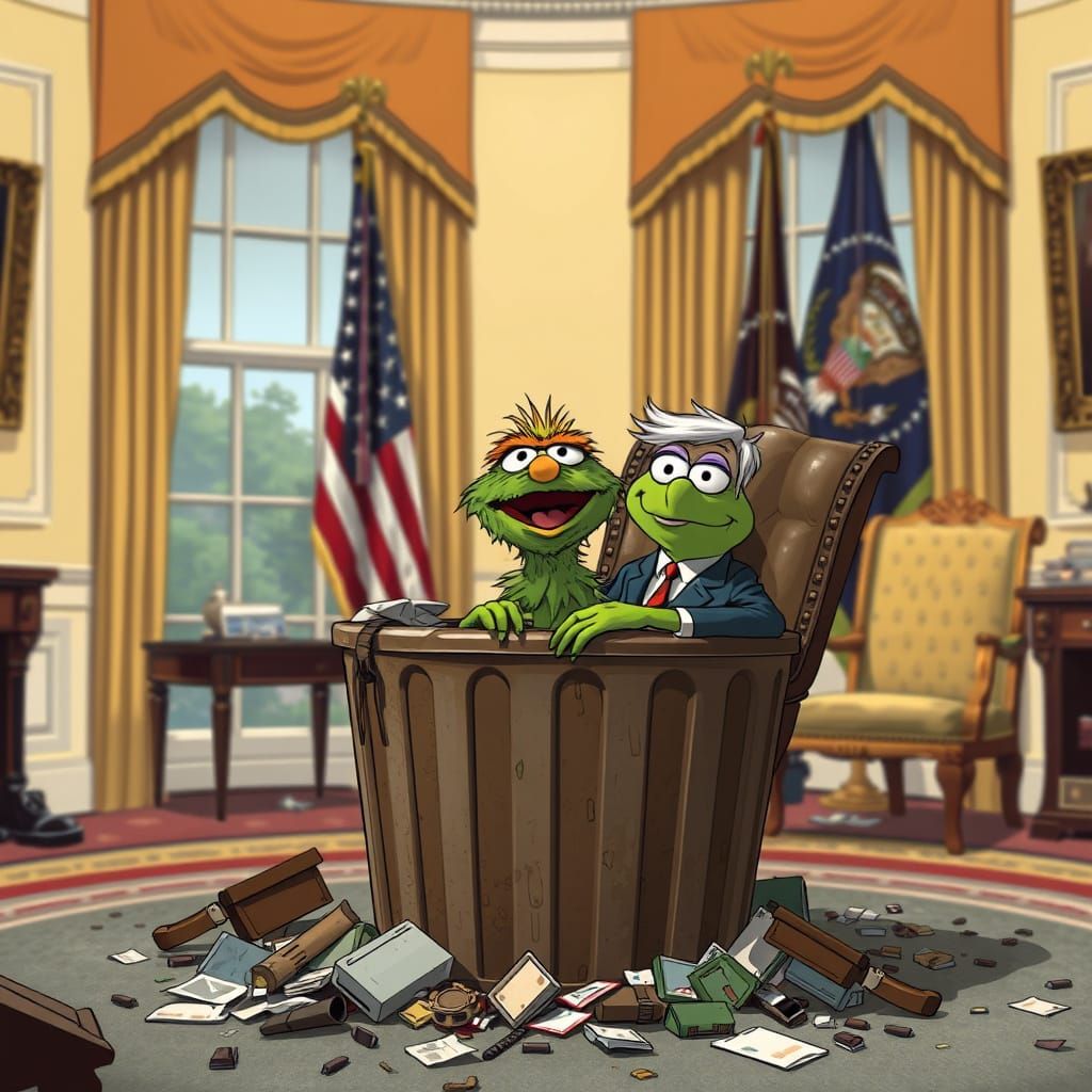 Oscar the Grouch in the Oval Office