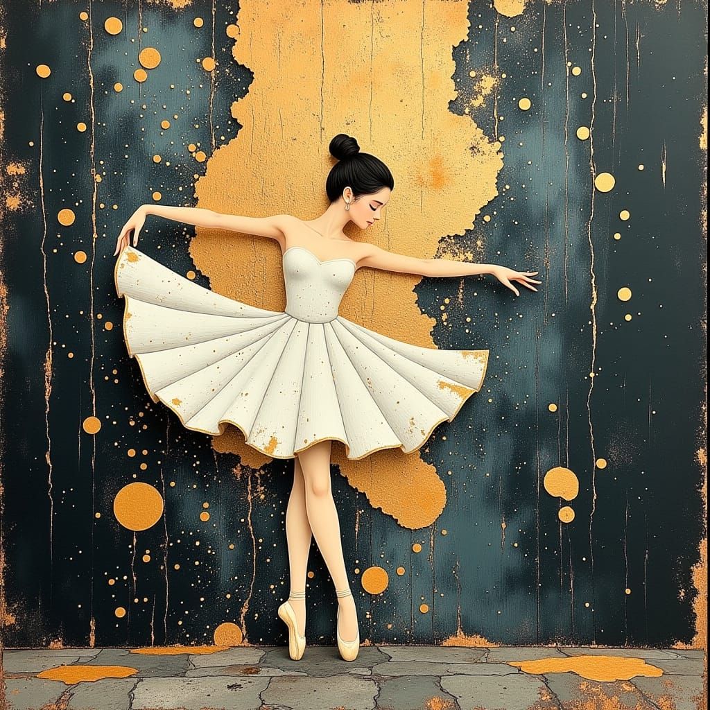 Ethereal Ballet Scene in Vibrant Oil Painting Style