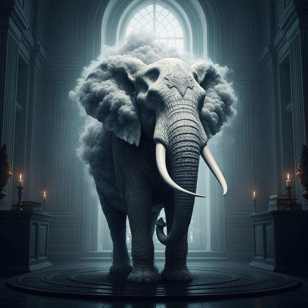 Cloud Elephant in Dark Academia Style