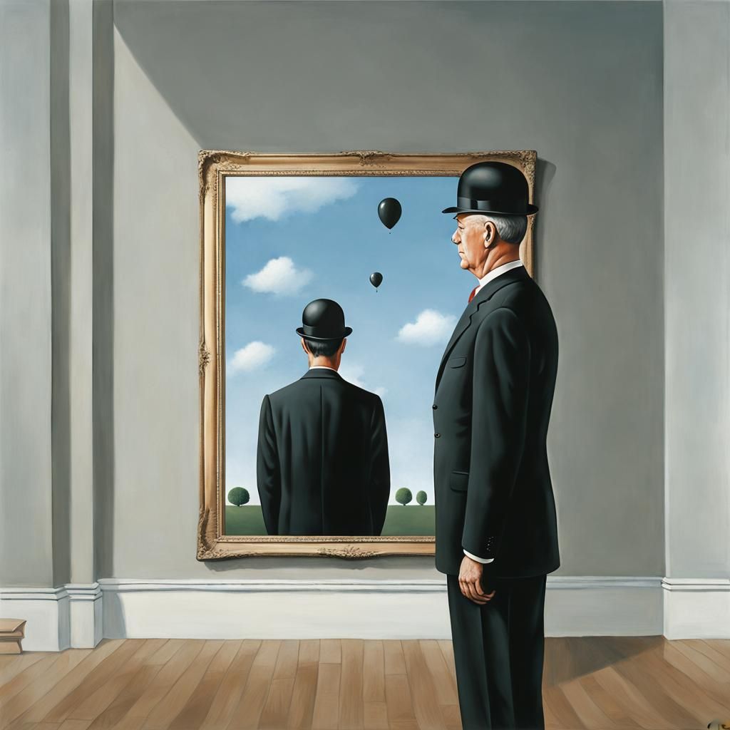 Magritte-Inspired Surreal Scene with Ominous Details