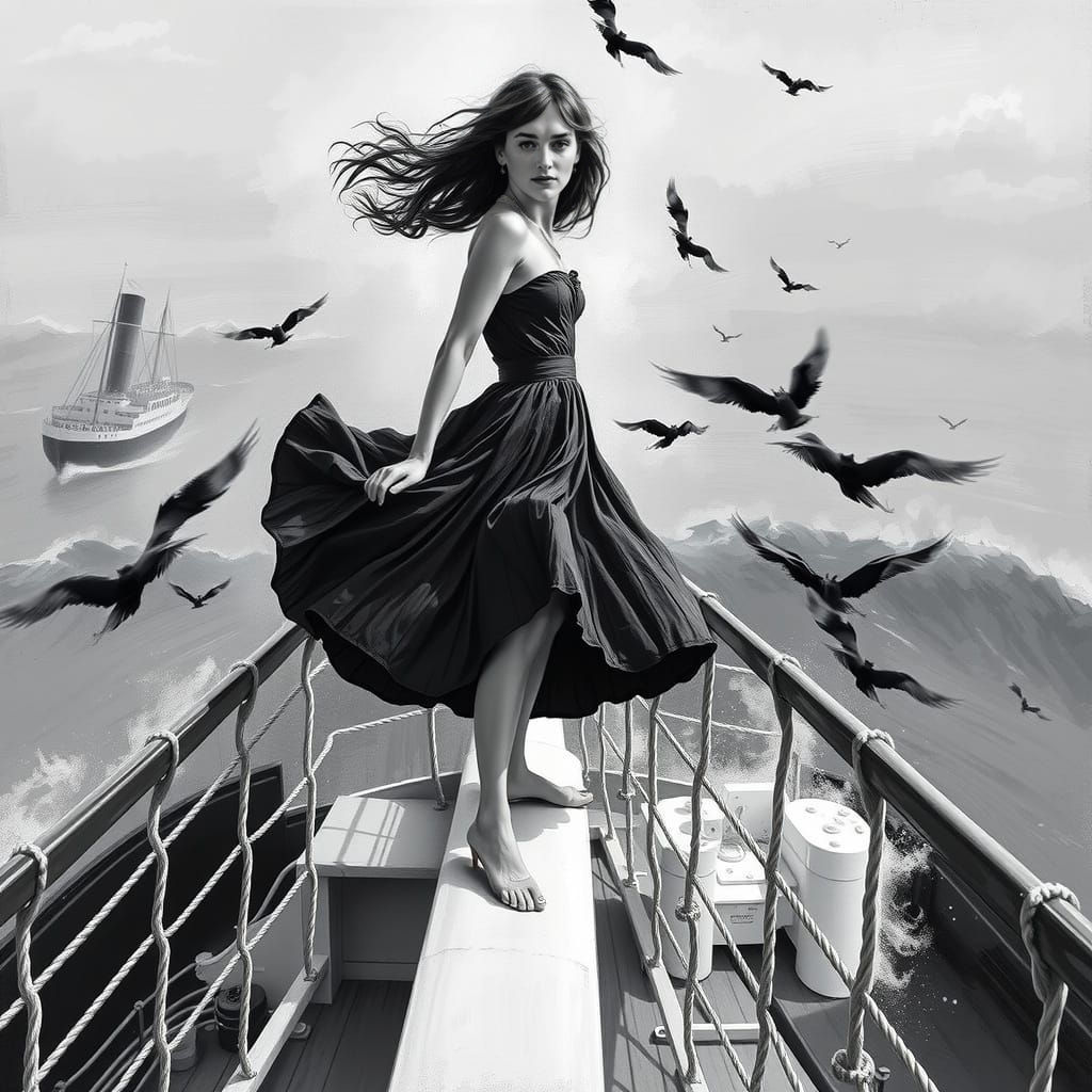 Ethereal Actress on Titanic Bow in Ian Miller Style