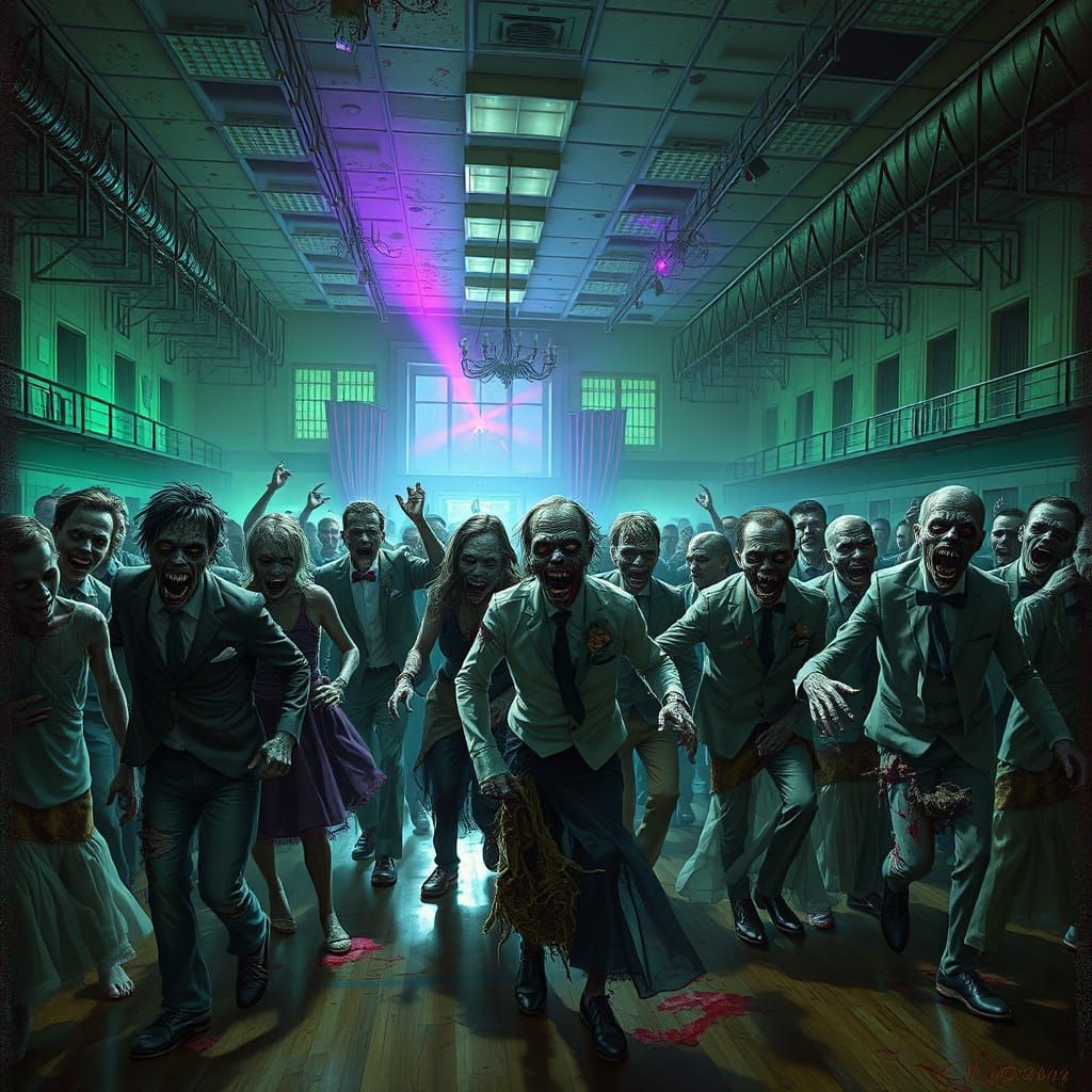 Zombie Prom Night in Desolate Gymnasium