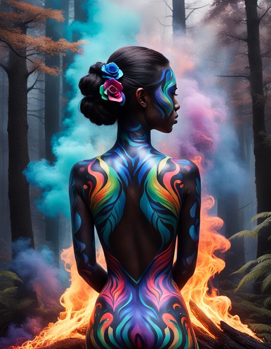 fire forest body paint
