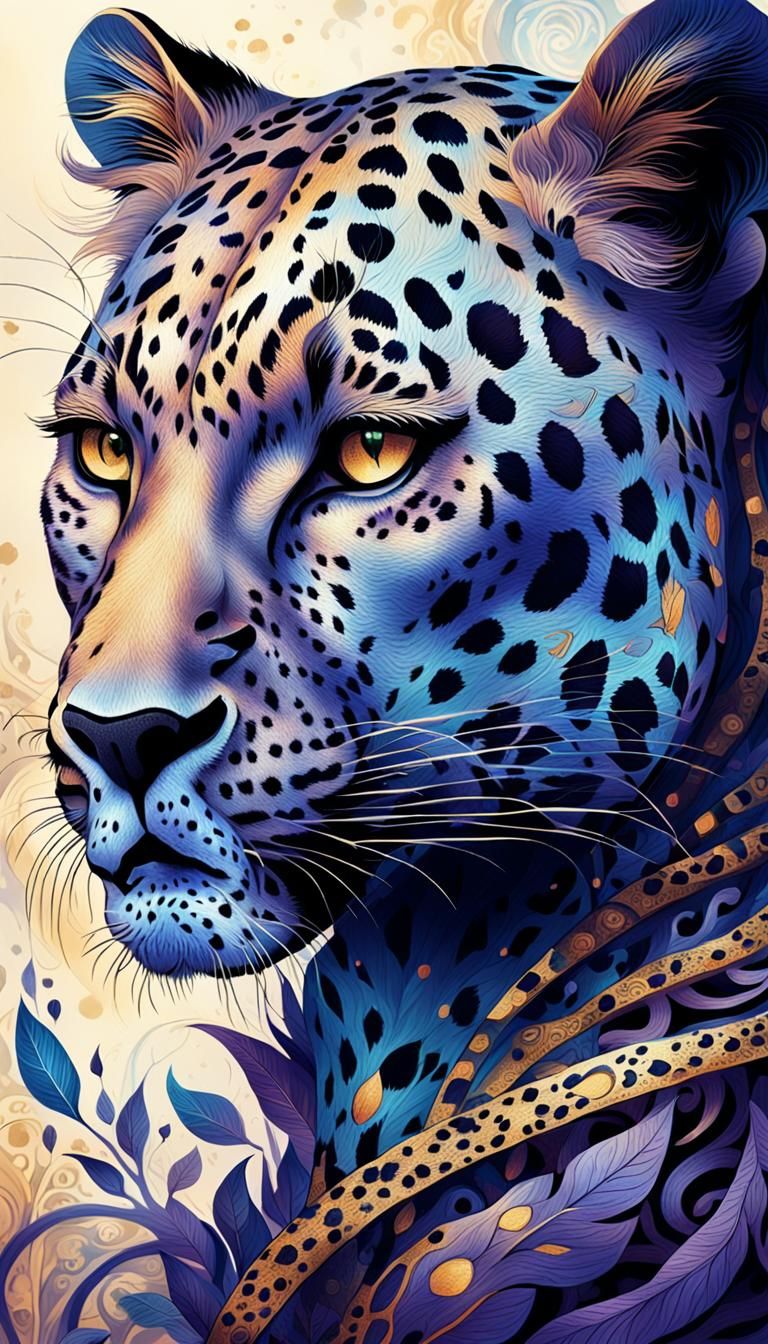 Leopard Woman Hybrid in Fantasy Tattoo Illustration