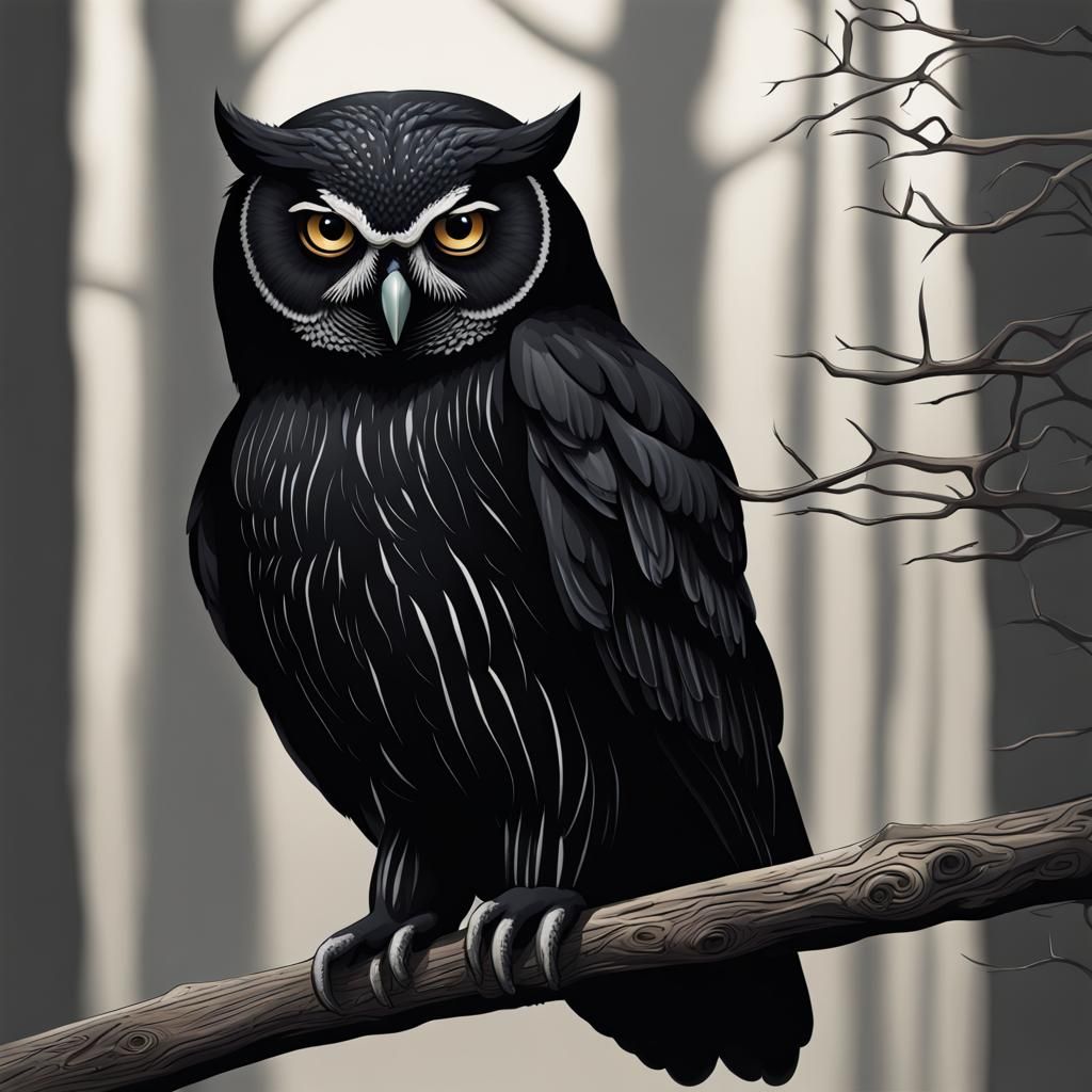 Minimalist Black Owl Illustration