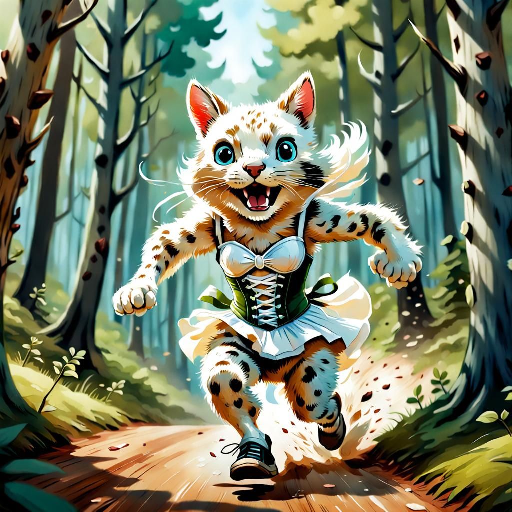 Funny Animal Character Chase in Impressionist Style