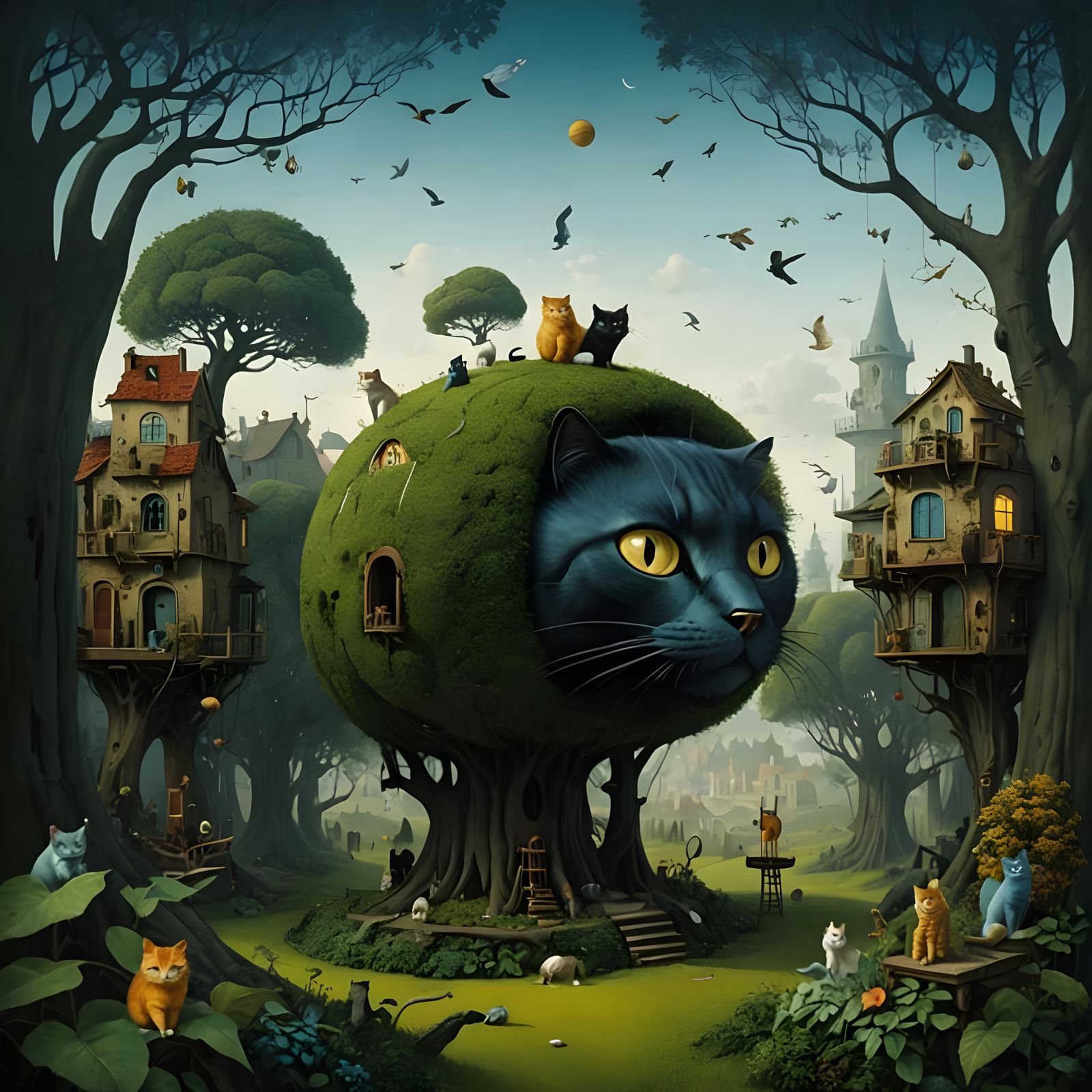 Fantastical Cat Tree Inspired by Surrealist Masters