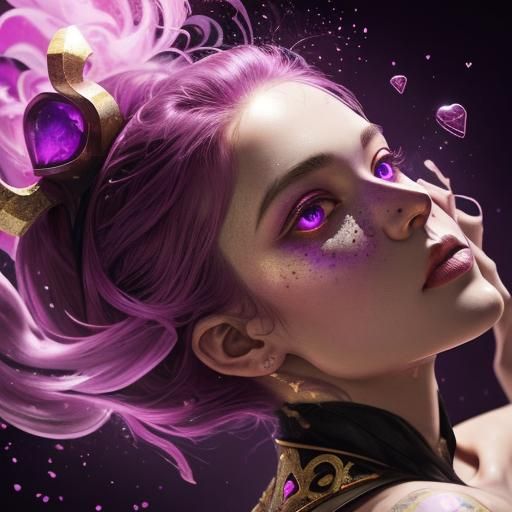 Pink and Purple Smoke Heart in Splash Art Style