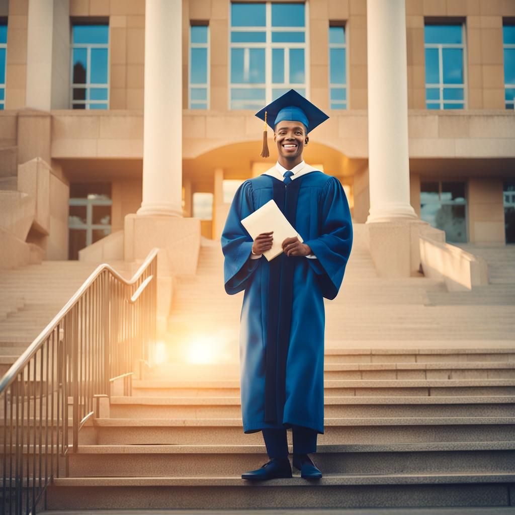 Graduate Celebrates Achievement in Golden Hour Lighting