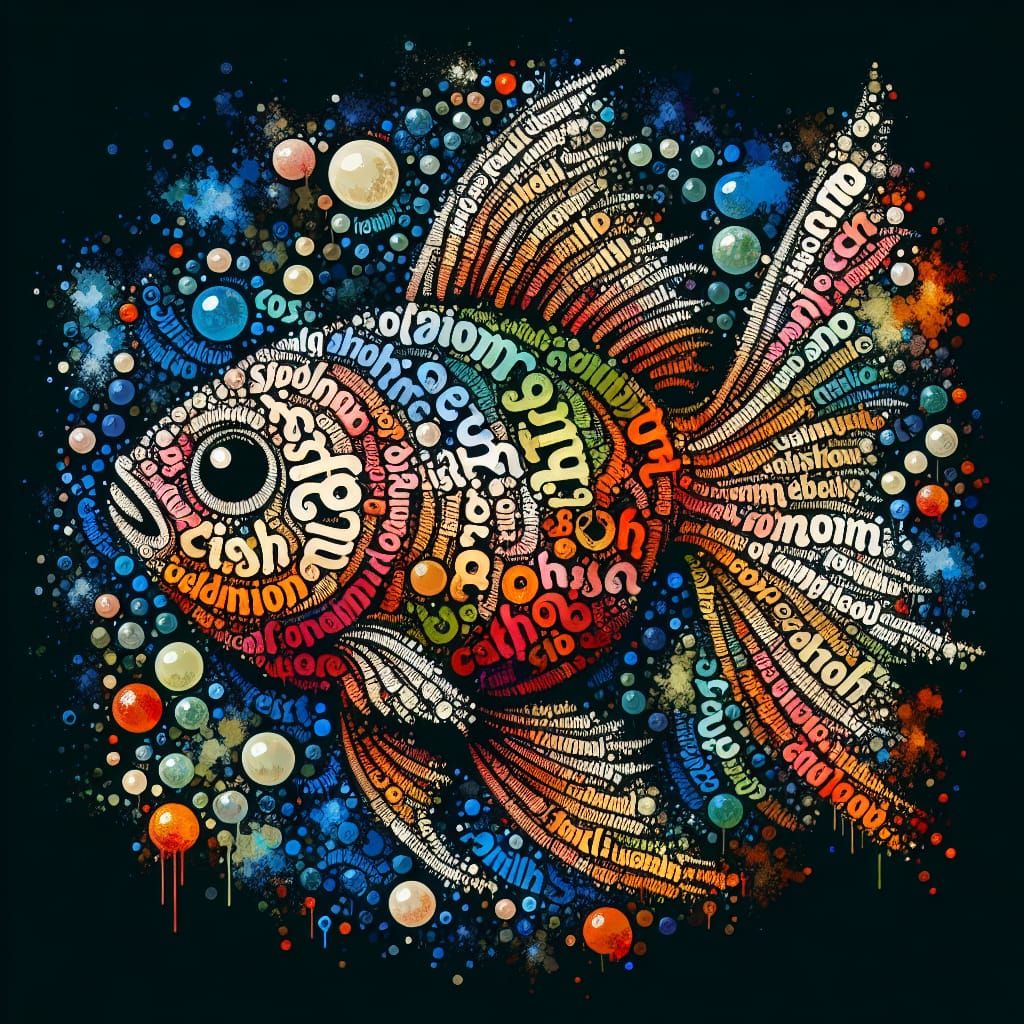 Word Art Fish in Splash and Street Art Style
