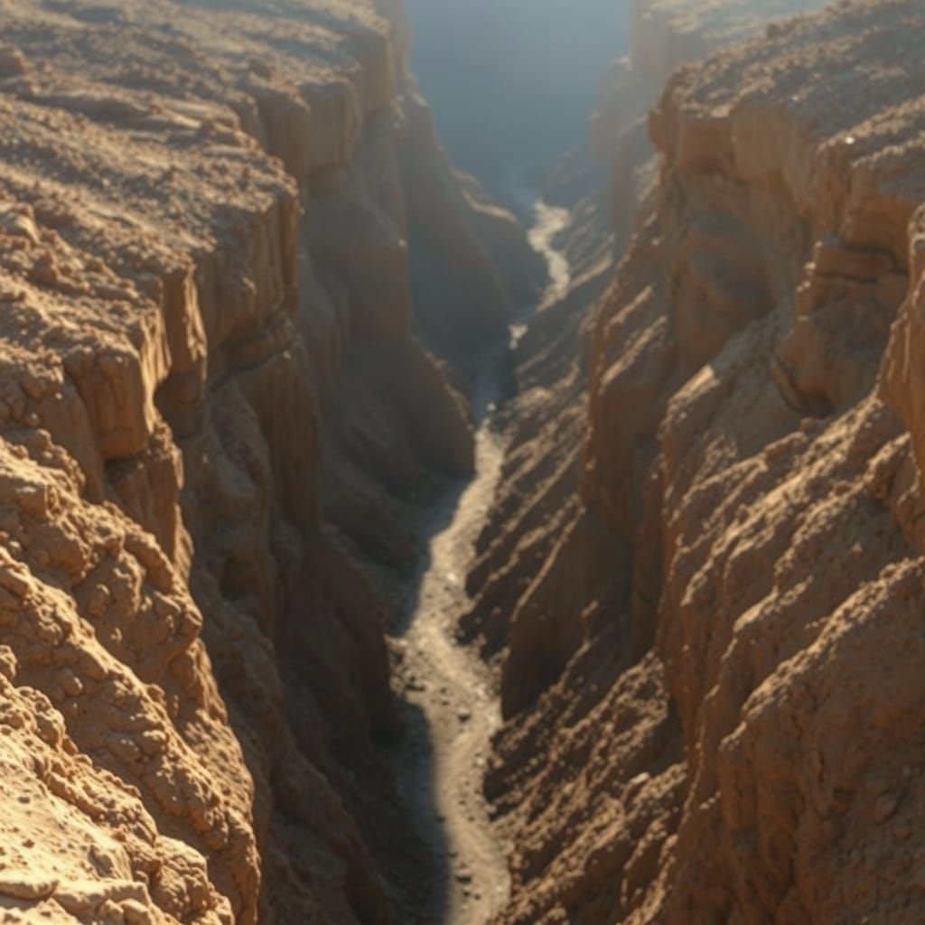 Dark Serpentine Ravine in Golden Light