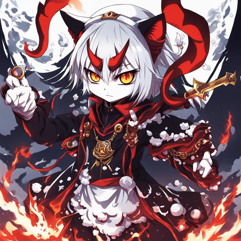 Devil Cat in Anime Style