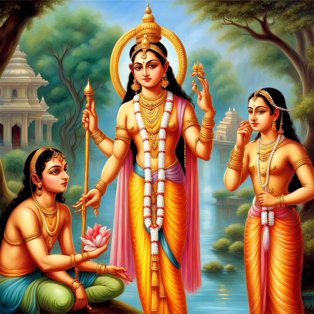 Sita and Rama's Exile in a Beautiful Landscape