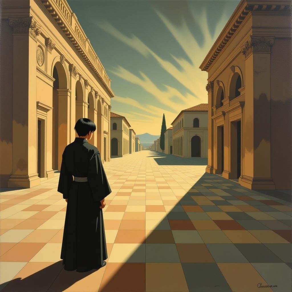 Akira in a Giorgio de Chirico paint..