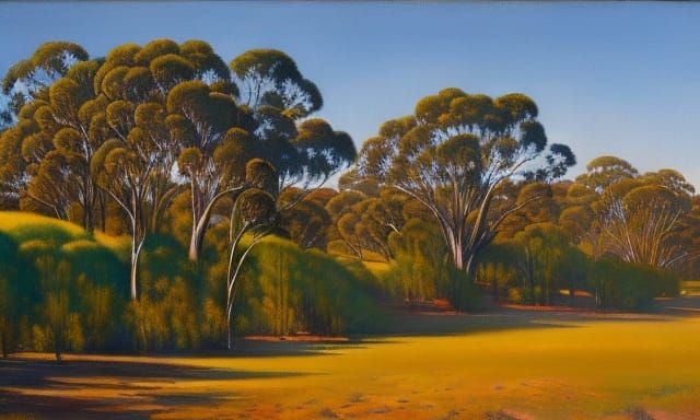 Australian Bushland Painting in Impressionist Style