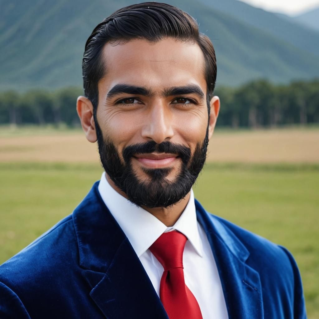 Elegant Gentleman in Velvet Suit, Impasto Oil Painting