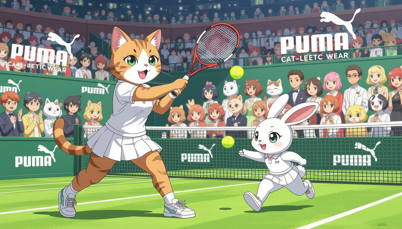 Anime Cats and Rabbits Play Tennis at Wimbledon