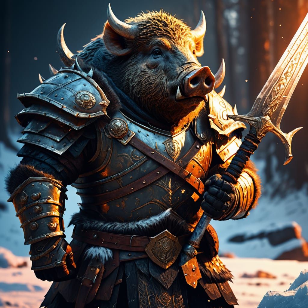 Boar Warrior Concept Art in Digital Painting Style