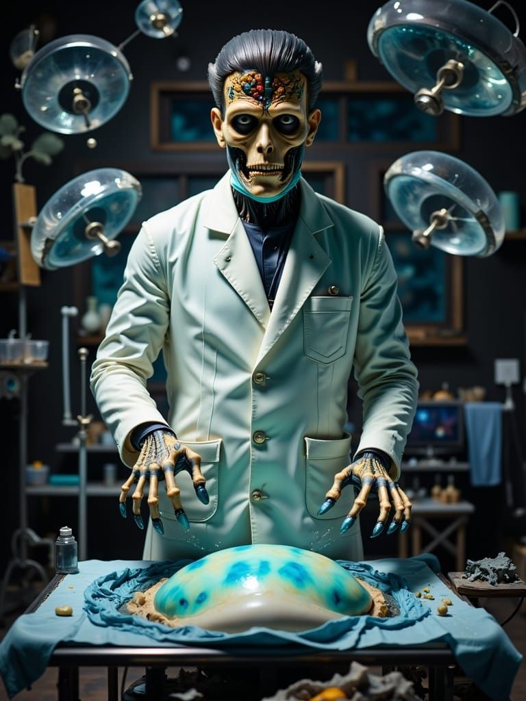 Frankenstein Brain Surgeon in Futuristic Digital Art
