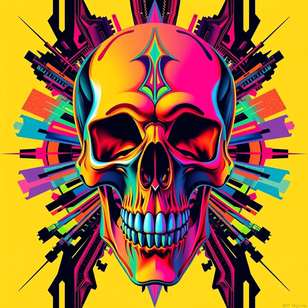 Vibrant Skull in Pop Art Digital Style