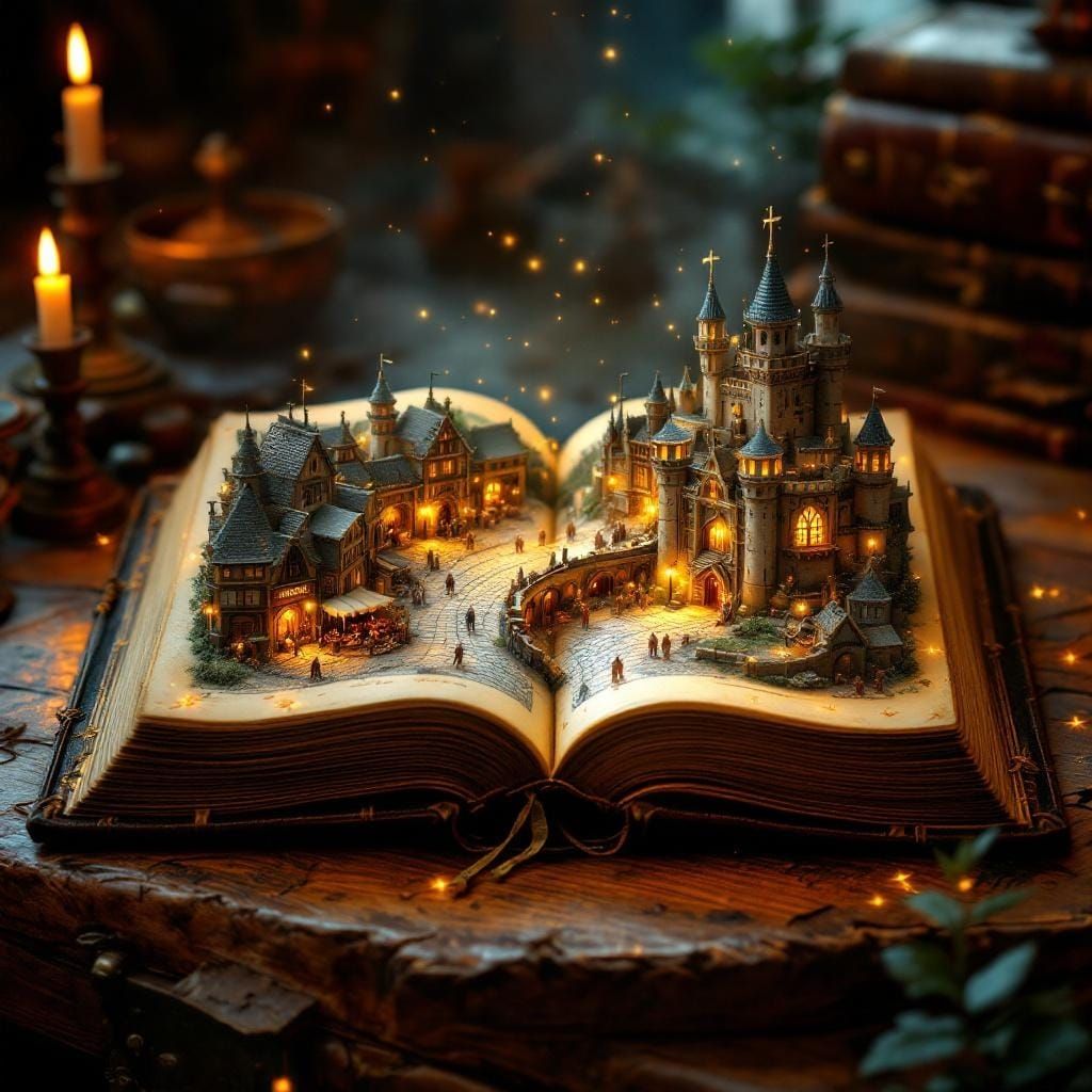 Miniature Medieval Village Unveiled in Ancient Tome