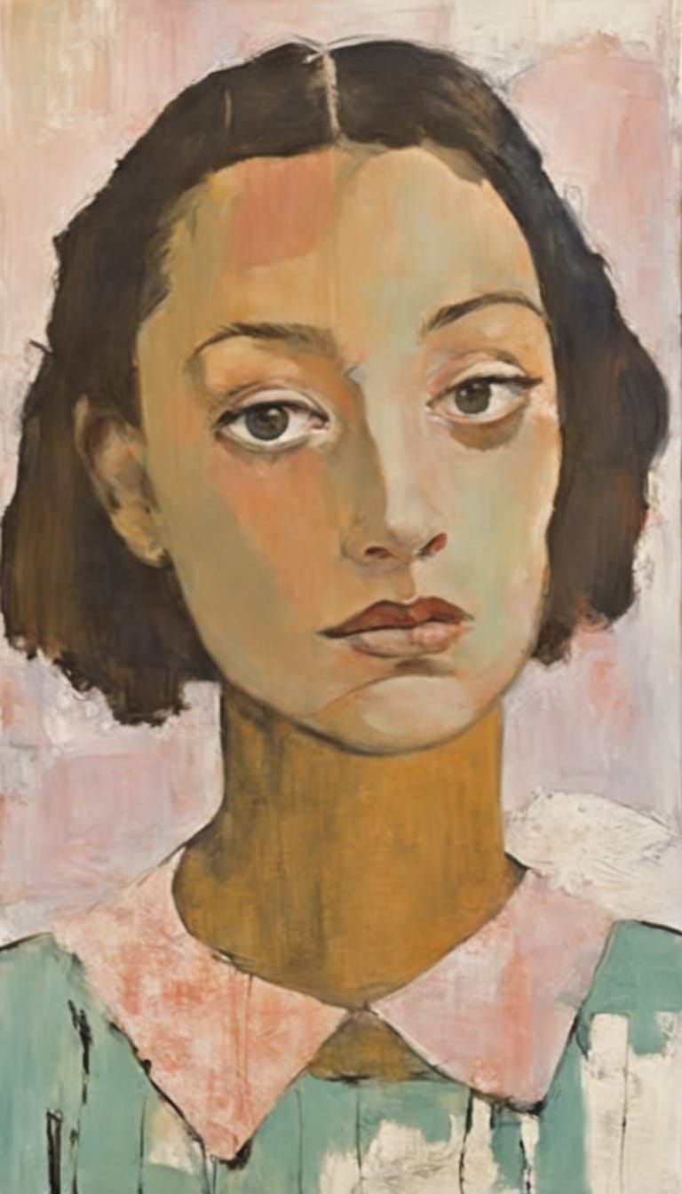 Emotive Portrait of a Young Woman in Expressionist Style