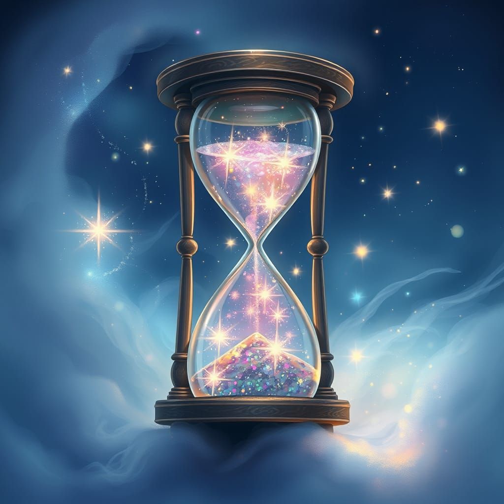 Magical Hourglass of Stars and Glitter, Fantasy Digital Art