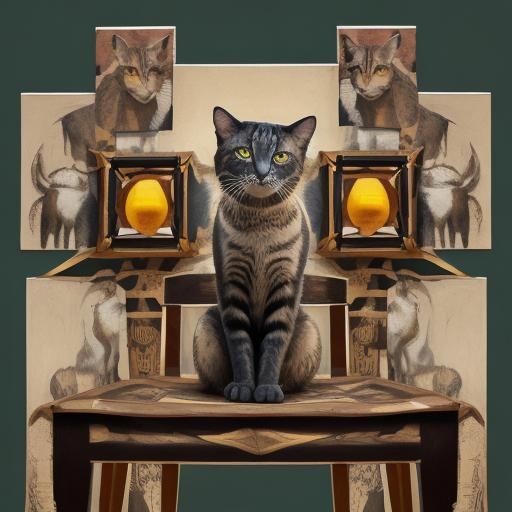 Cubist Cat-Centaur Hybrid Portrait