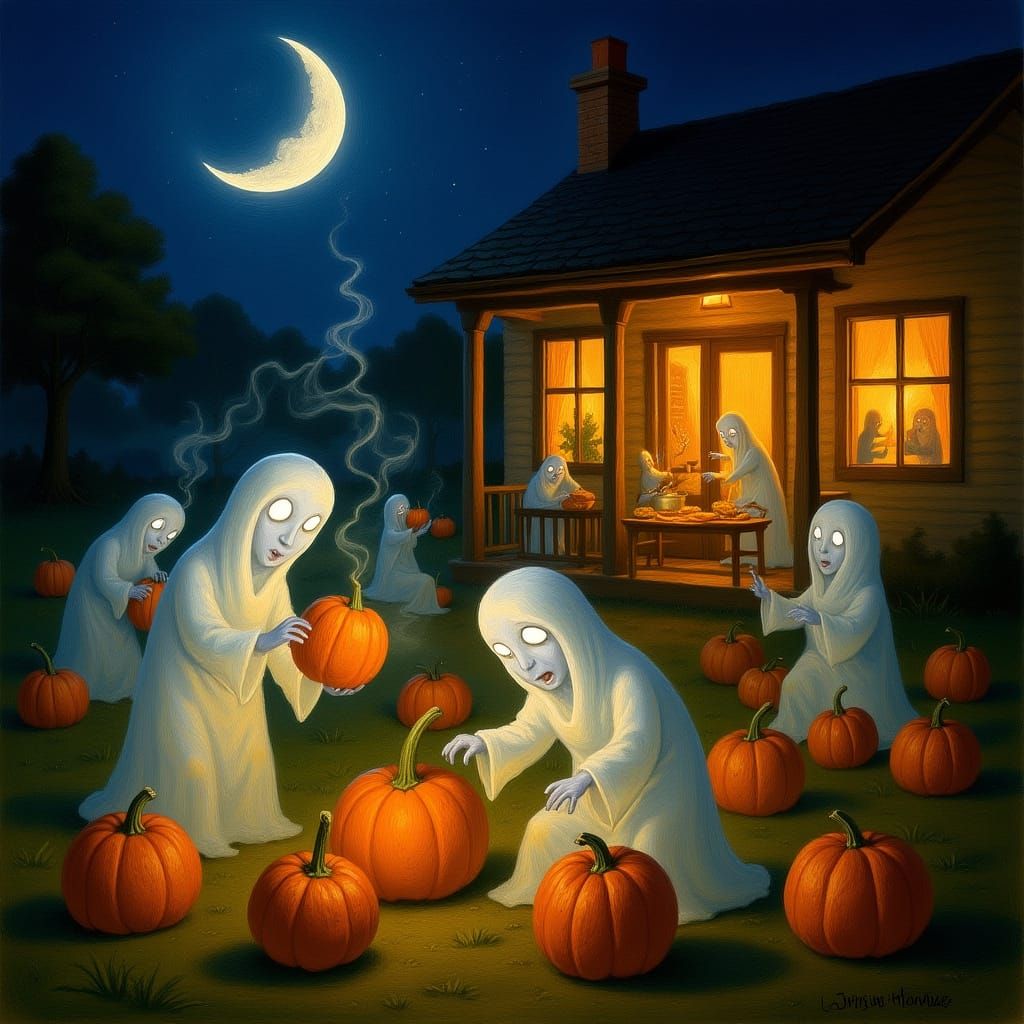 Ethereal Ghosts Harvest Pumpkins and Bake Pies